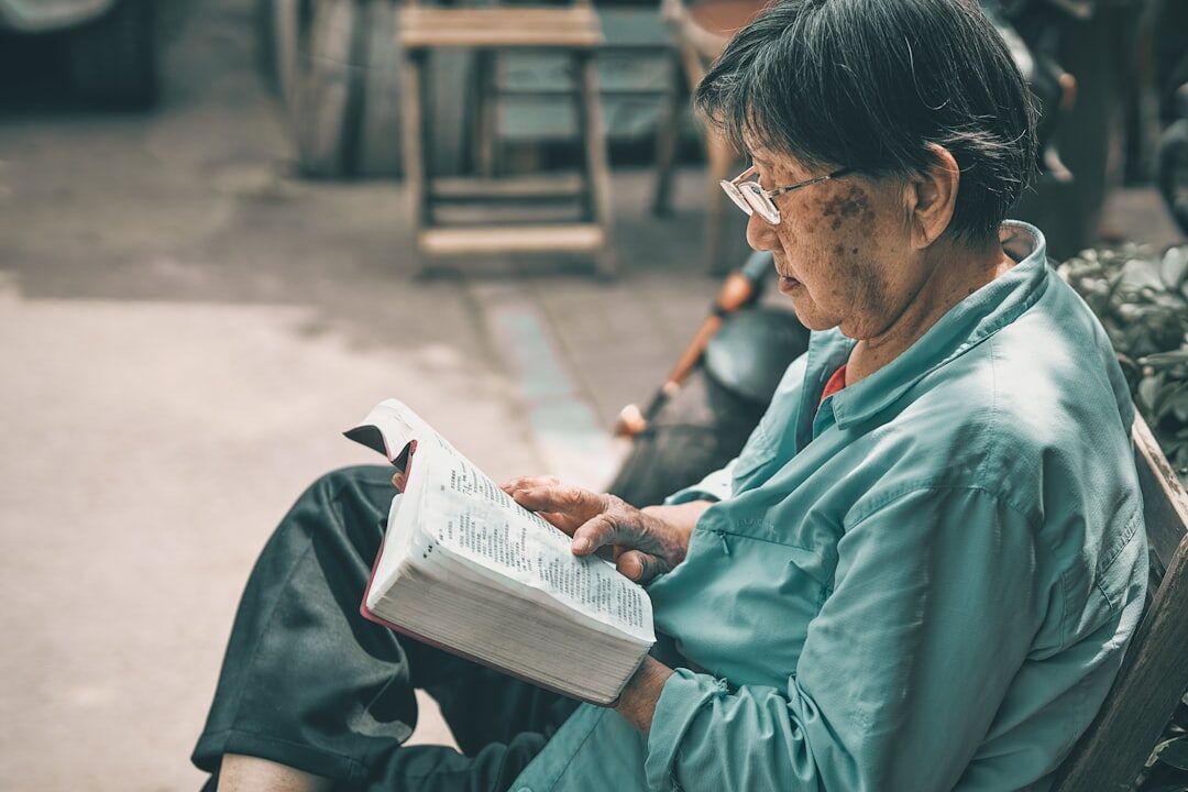 senior reading book